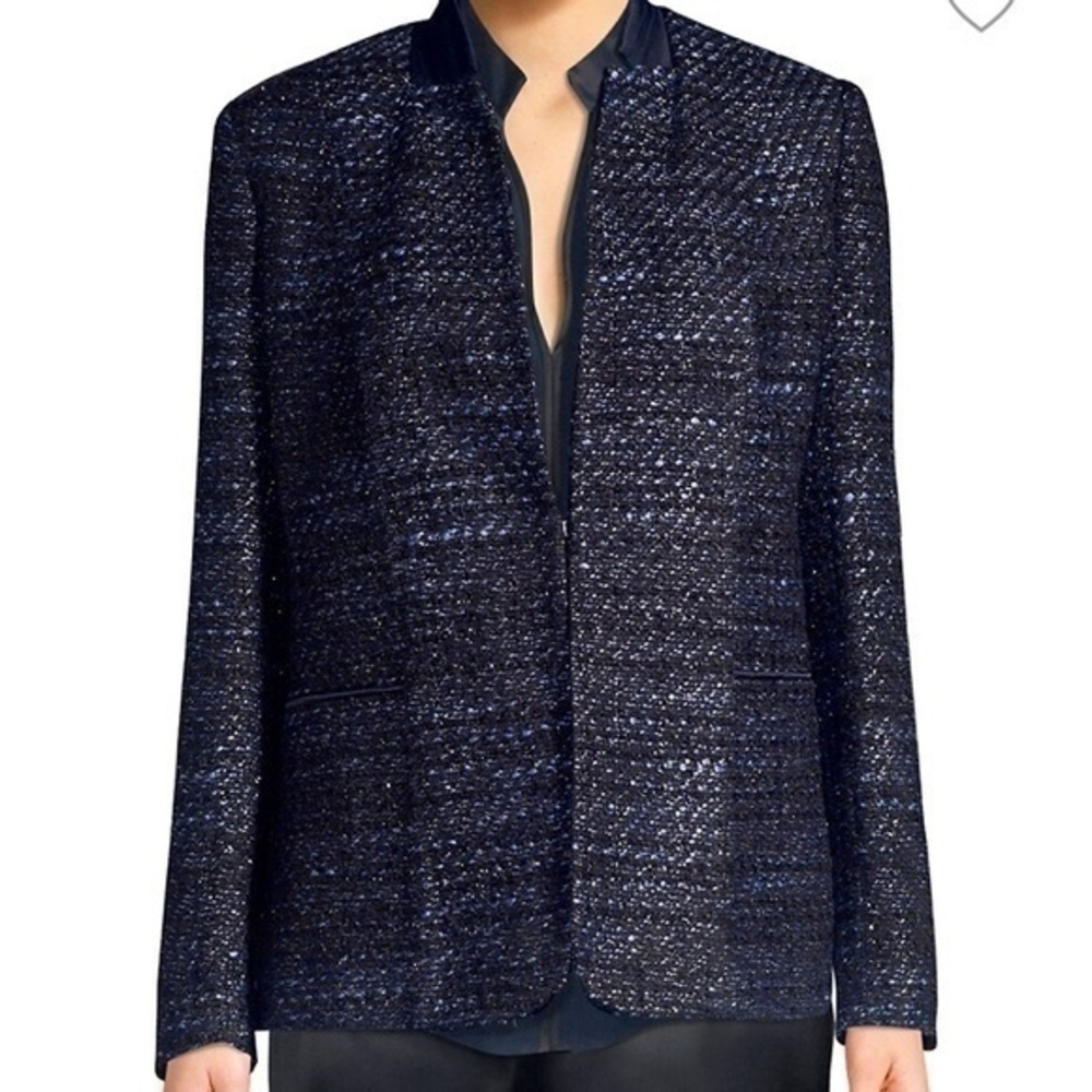 ELI TAHARI black blue tweed tori jacket blazer NWT